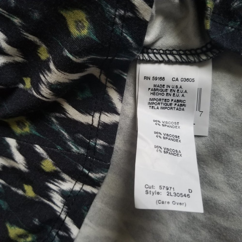 NWOT Karen Kane Ikat Print Crew-neck Cap-sleeve Hi-Lo Elliptical Top Made in USA - Picture 5 of 11